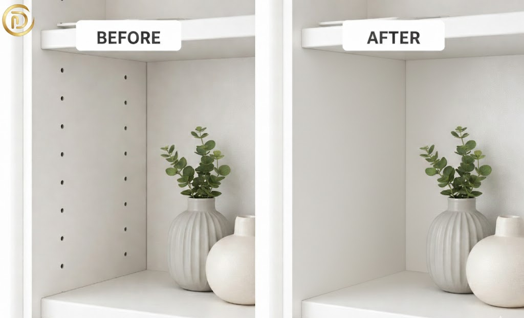 Comparison of IKEA Billy bookcase adjustment holes before