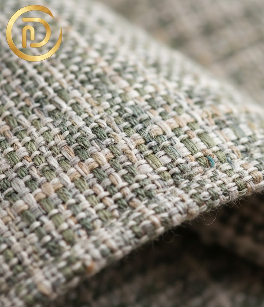 Close-up of performance chenille fabric on a budget-friendly sofa for durability.