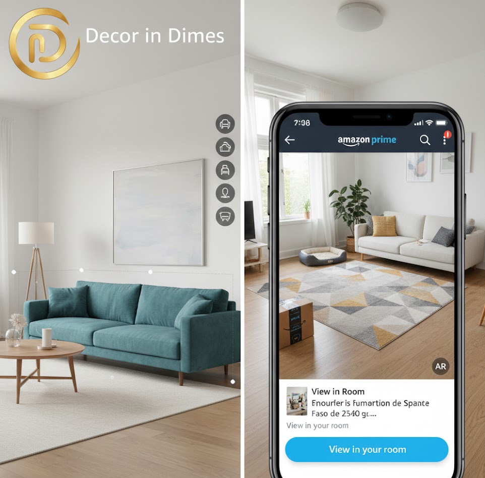 : Screenshot showing Wayfair's 3D room planner tool for planning living room layouts.