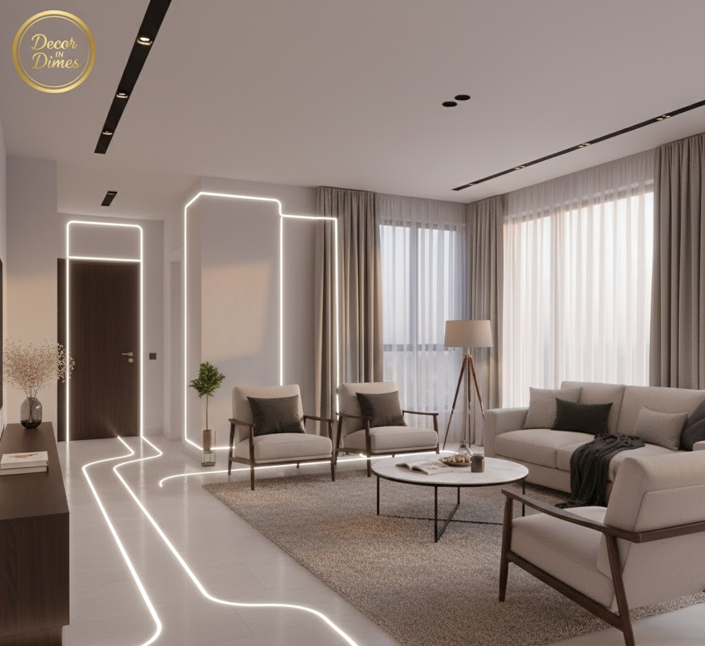 Diagram showing the 30-inch rule for walking paths to avoid living room layout mistakes.
