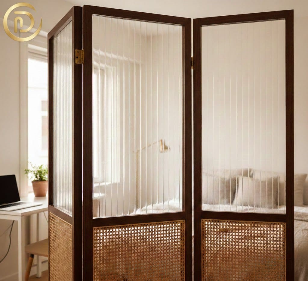 Using a decorative screen to separate a guest room office combo